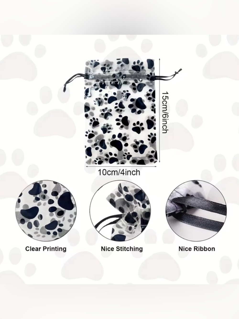 Pug Holiday Dog Earrings w/Paw Print Bag πΎππΎ Festive Design - Picture 3 of 9
